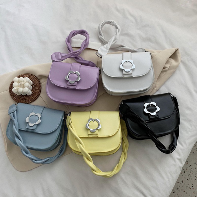 Túi Đeo Chéo Màu Trơn Thời Trang Đơn Giản Cho Nữ