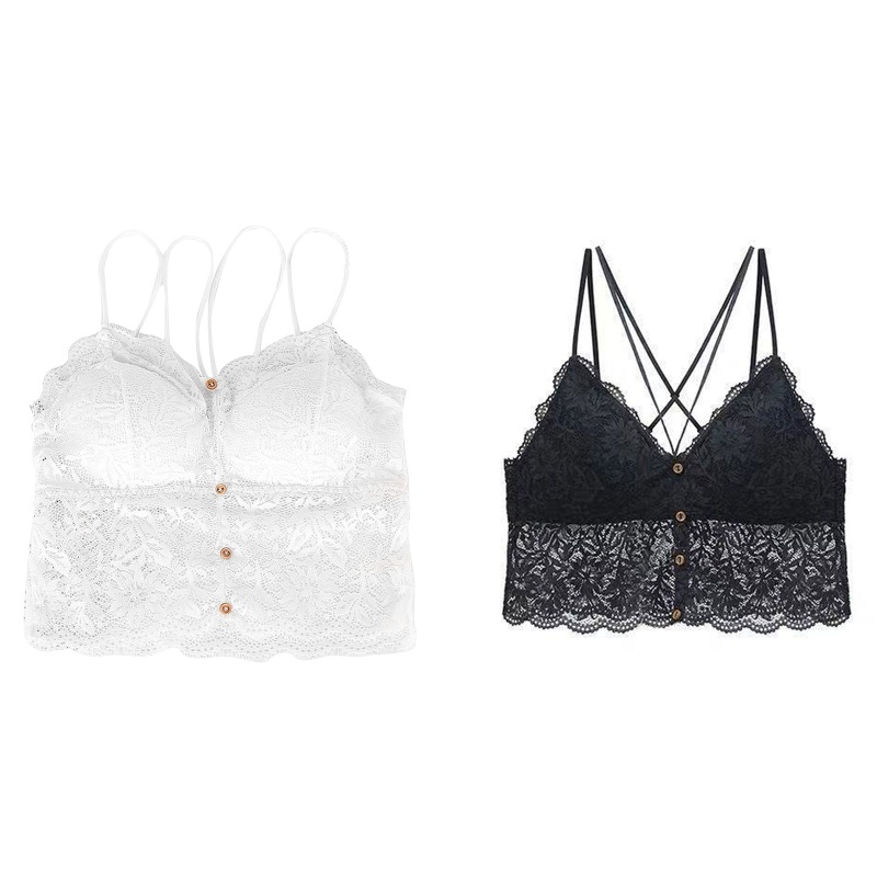 Youyo Áo Tank Top Hai Dây Phối Ren Có Đệm Ngực Tháo Rời Được Thời Trang Mùa Hè Cho Nữ