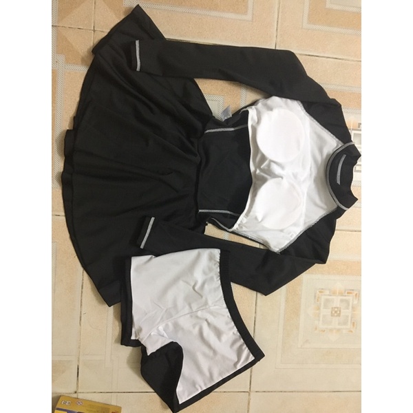 Bikini váy tay dài in chữ happiness