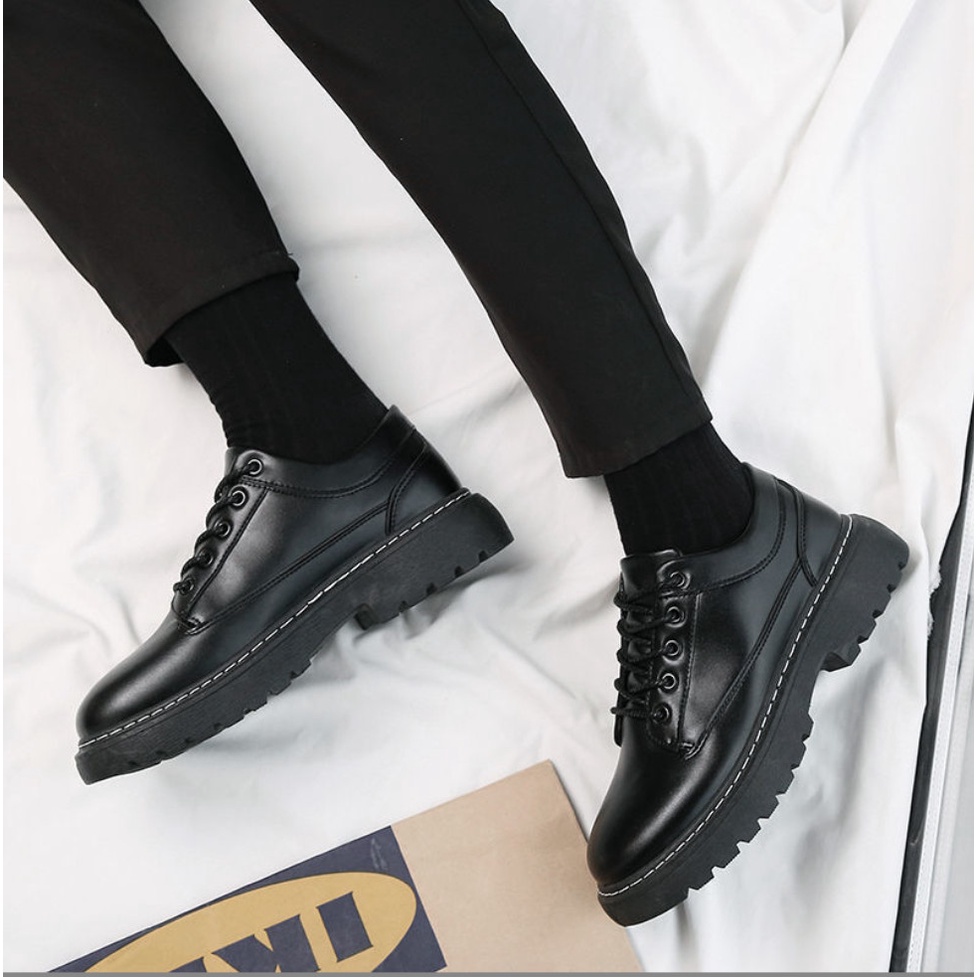 Giày nam cổ thấp, giày dr martens nam, giày da nam, boot cổ thấp tăng chiều cao 4,5 cm Dr 302 New