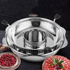 [Hàng Nội Địa] Nồi lẩu xoay inox 2 tầng Hàn Quốc,nồi lẩu xoay 2 tầng inox không kén bếp dùng được cả bếp từ và bếp gas