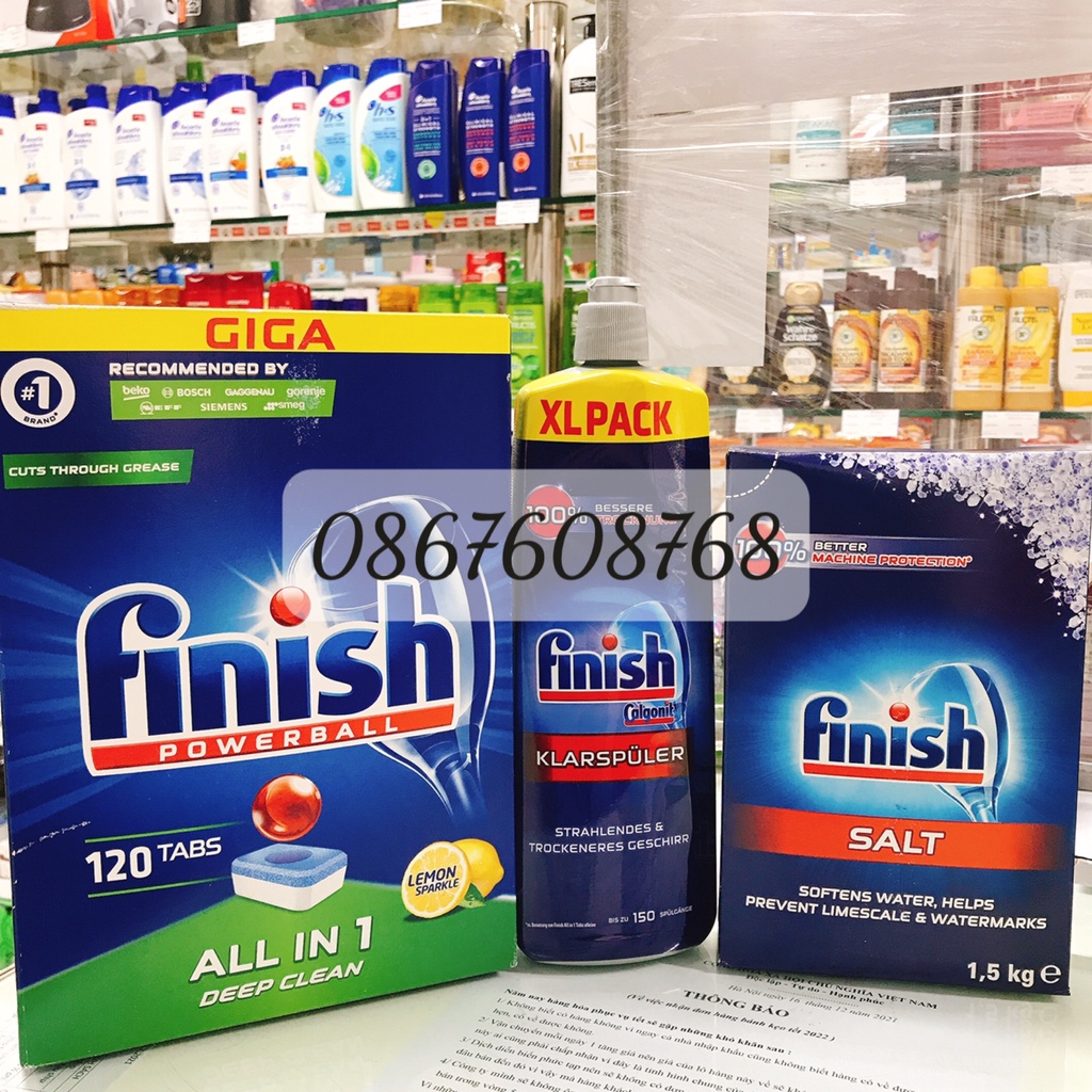 Muối rửa chén bát Finish 1.5kg - Đức Hàng chính hãng