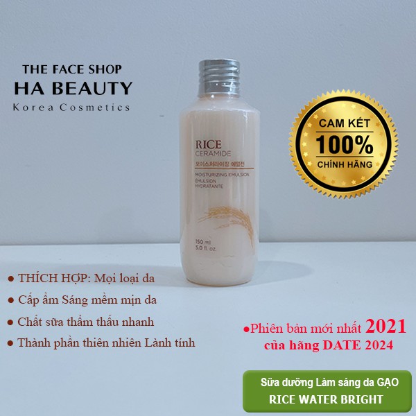 (AUTH)Sữa dưỡng da Rice & Ceramide Moisturizing Emulsion 150ml The Face Shop