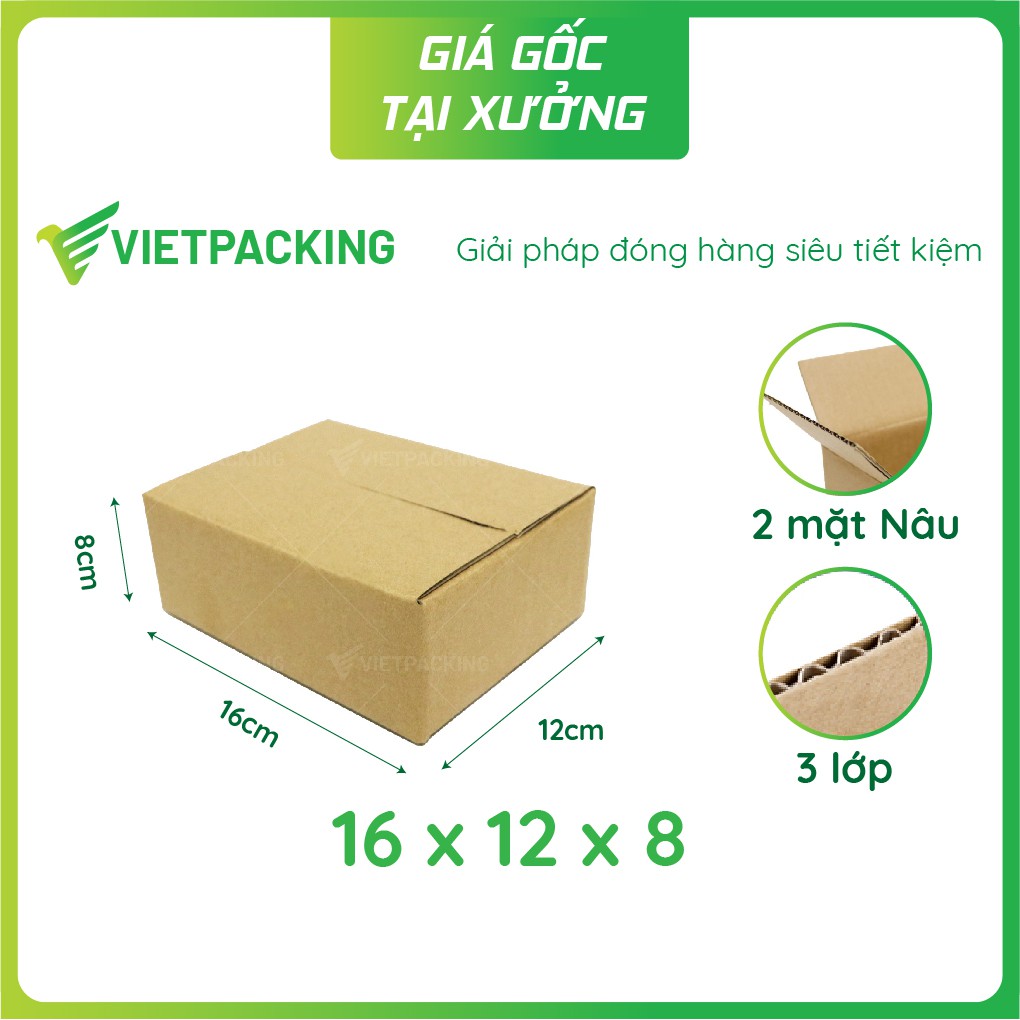 [GIÁ SIÊU RẺ] 50 hộp carton size 16x12x8 giấy cứng hộp đẹp