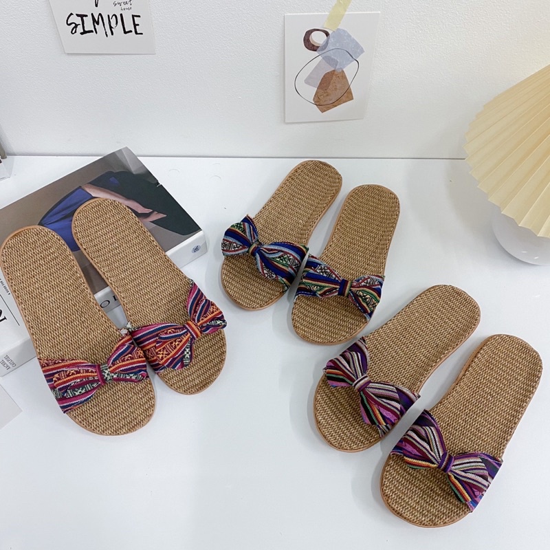 Dép cói Nơ [FLASH SALE] SHOES PARADISE- Dép đế bệt đi biển,du lịch,trong nhà,văn phòng