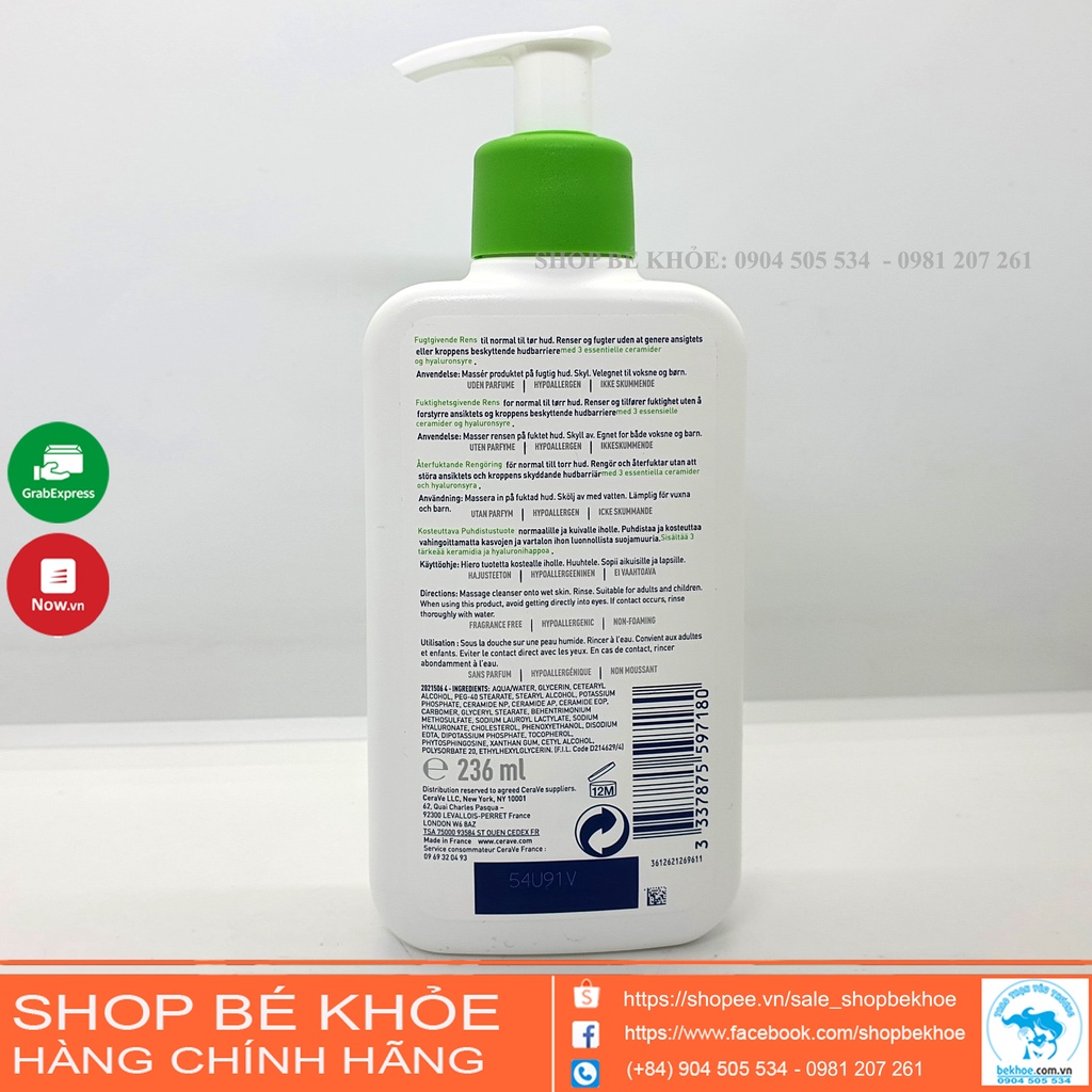 Sữa rửa mặt Cerave Dịu nhẹ - Da dầu Foaming  Cleanser Cerave và da khô Hydrating Cleanser