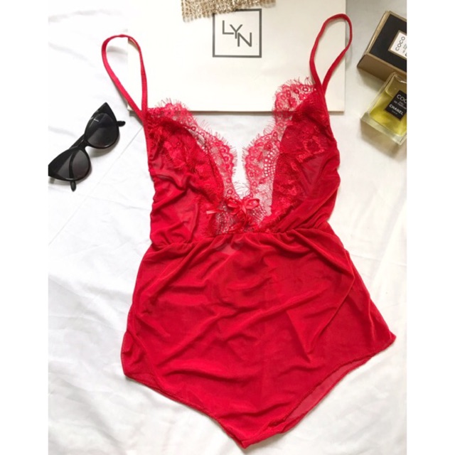 Jumsuit ngủ dáng đùi lưới đen, đỏ (Ảnh thật)