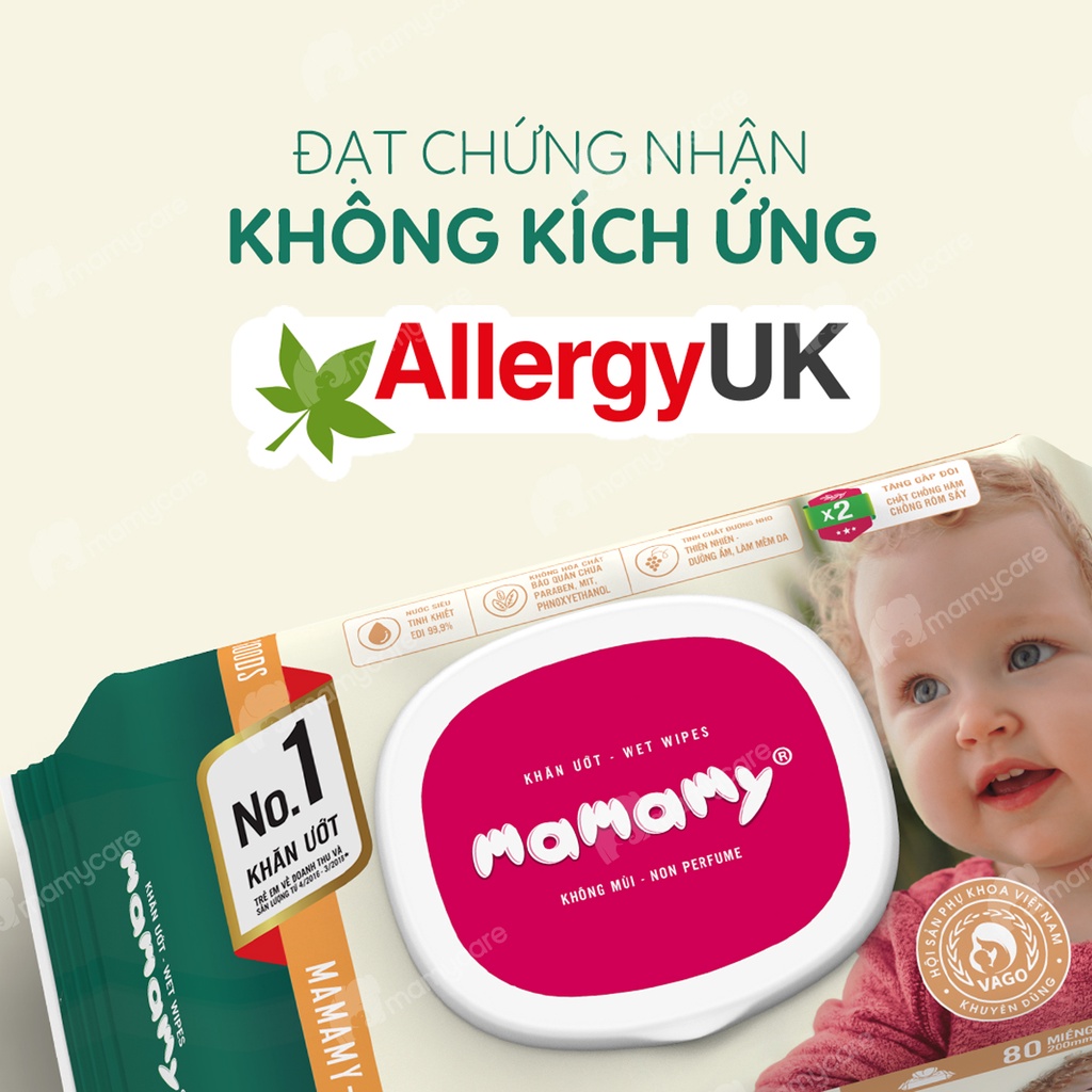 Combo 6 gói khăn ướt 100 tờ Mamamy an toàn cho trẻ sơ sinh - MAMYCARE