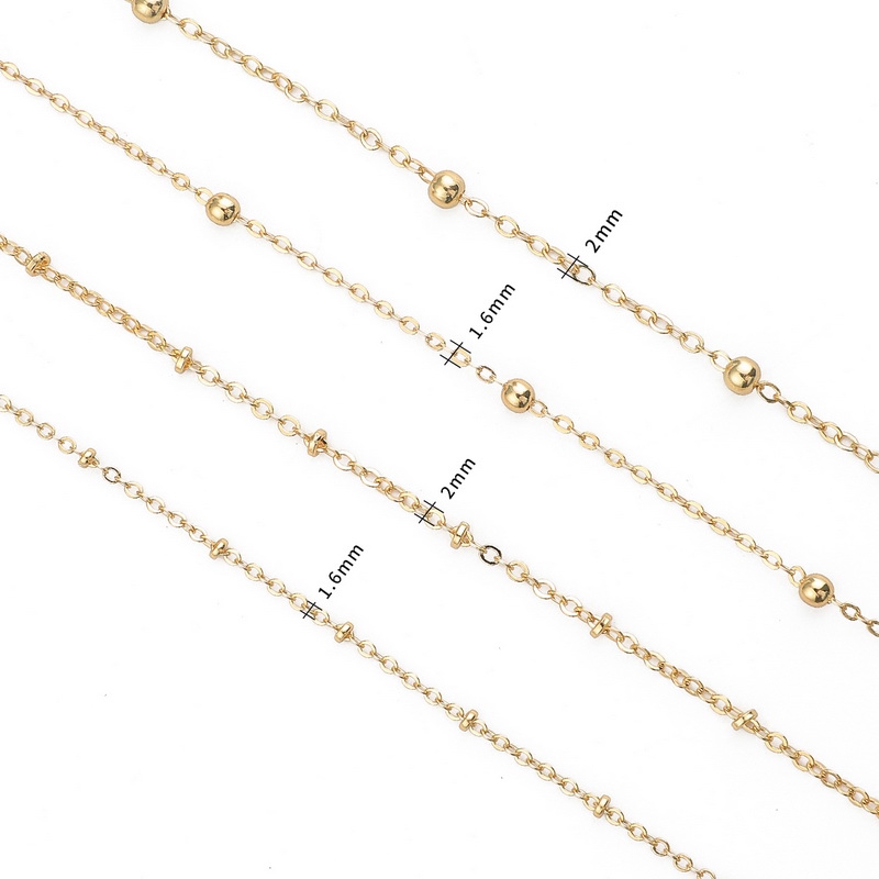1m Dây xích mạ vàng 18k dạng chữ O dùng làm vòng cổ/ vòng tay thủ công