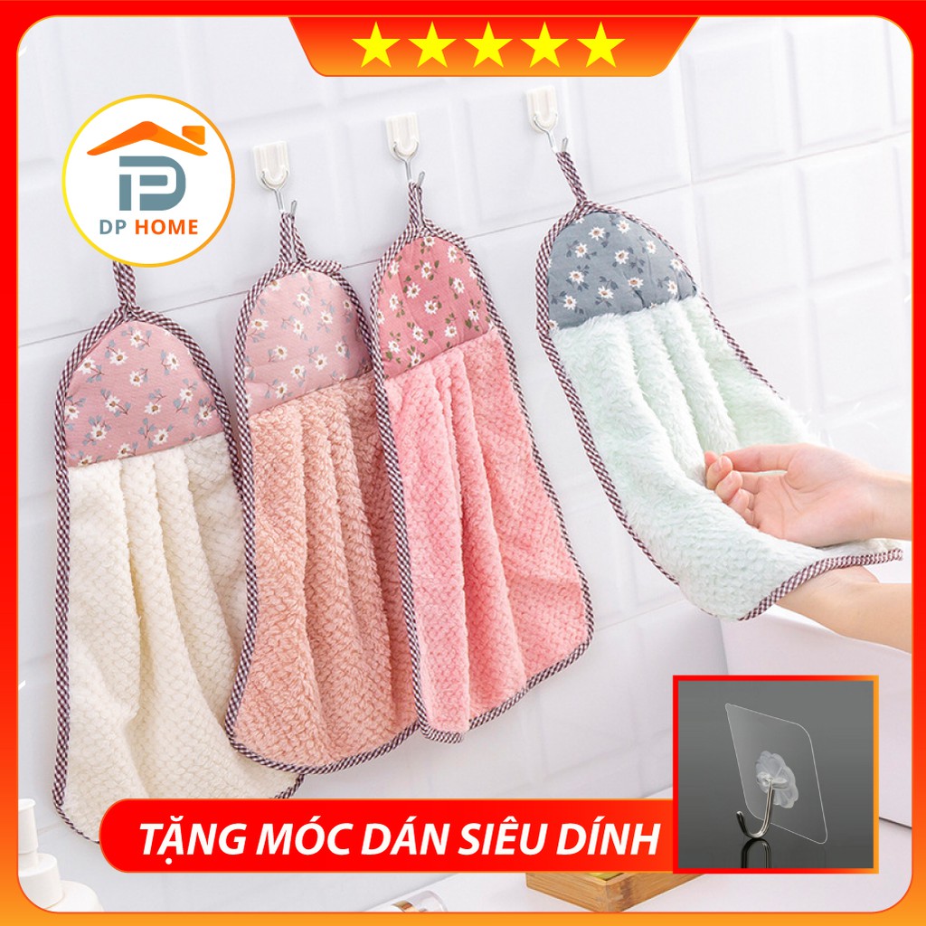 [𝐃𝐞𝐚𝐥 𝐒𝐀𝐋𝐄 𝟓𝟎%] Khăn Lau Nhà Bếp Lông Cừu Cao Cấp Coral Velvet Chất Dày Thấm Nước + TẶNG KÈM MÓC SIÊU DÍNH