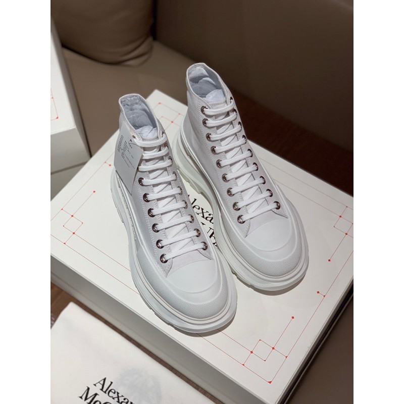 Giày thể thao/sneaker cổ cao của nam Alexander McQueen cao cấp đế cao 6.5cm thiết kế đơn giản và phong cách