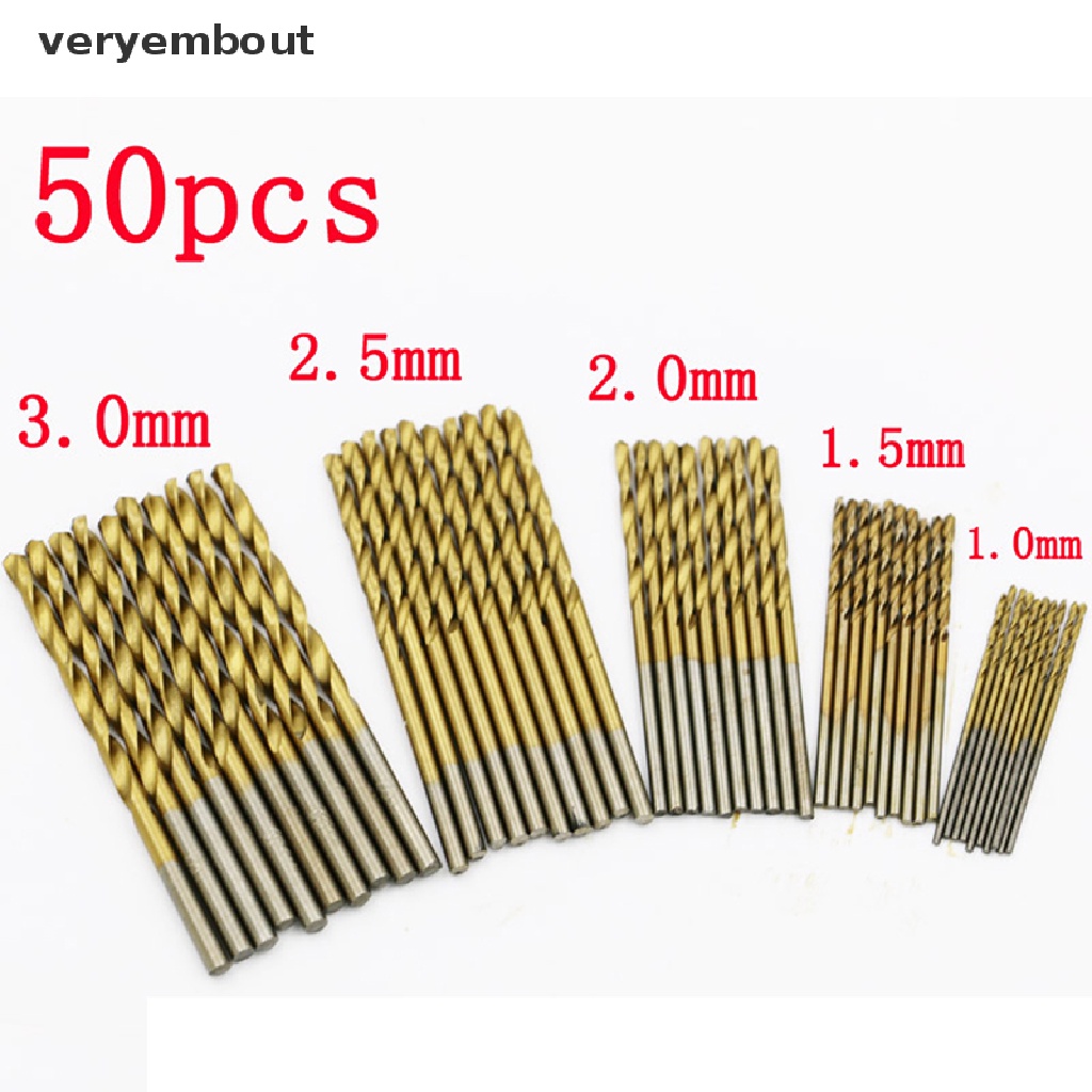 Bộ 50 Mũi Khoan Xoắn Bằng Thép Titan Chất Lượng Cao