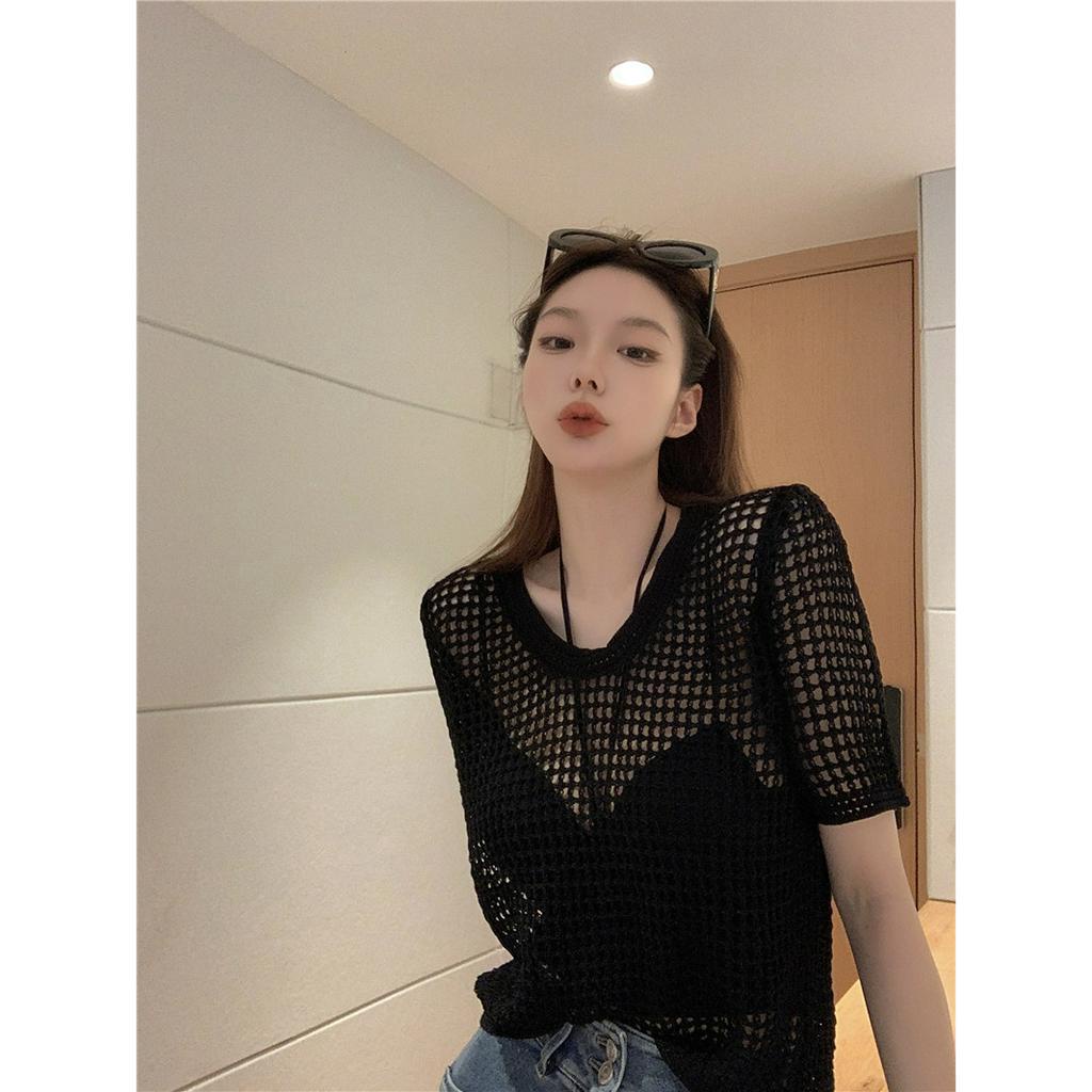 Set Áo Len Tay Ngắn + Áo Yếm Ôm Dáng Thời Trang Dành Cho Nữ