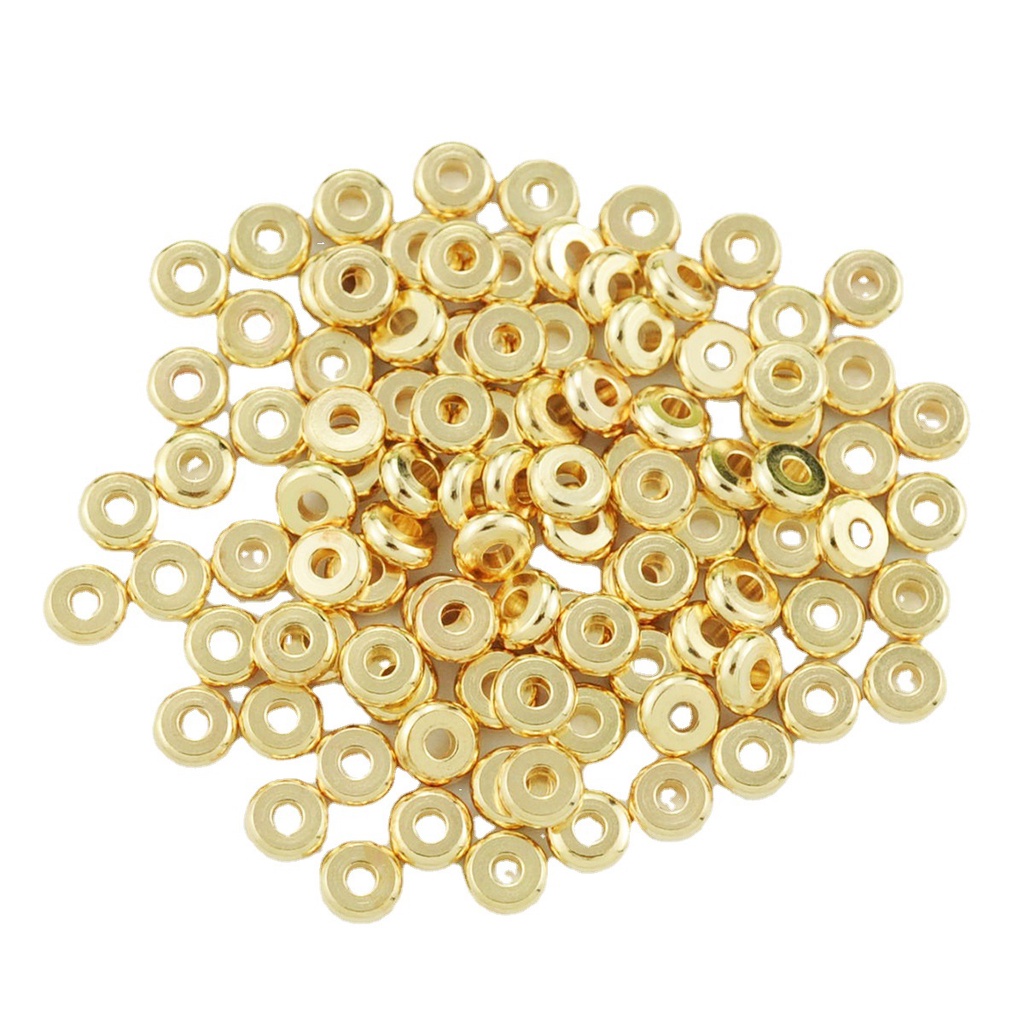 [CHR7] Phụ kiện trang sức (DIY) - 10 Viên hạt charm trơn vàng bóng kiểu bánh dùng để cách hạt vòng cổ vòng tay
