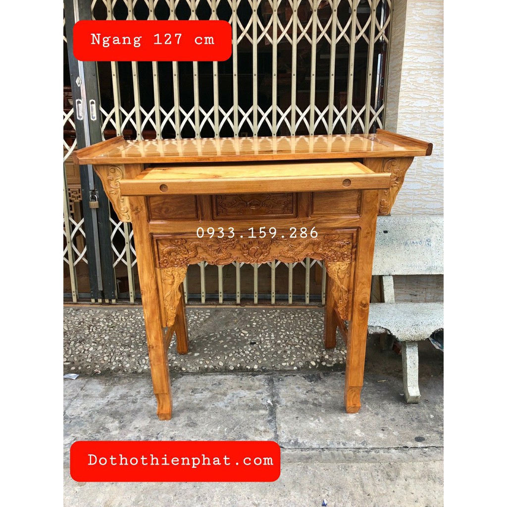 Bàn thờ gia tiên 127x107 gỗ gõ đỏ hàng xịn (loại 1) 1 tầng rất đẹp
