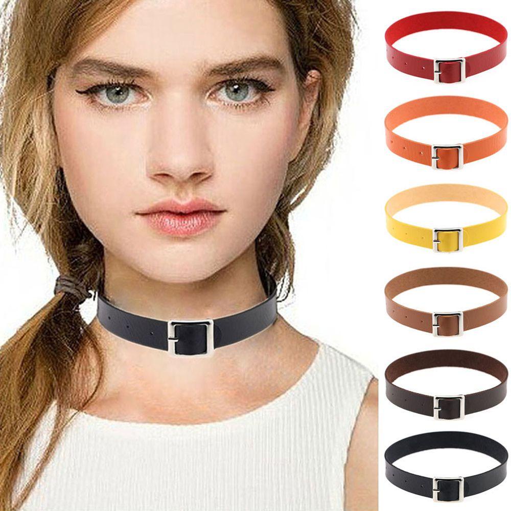 Vòng đeo cổ bằng da PU nhiều màu tự chọn phong cách Gothic