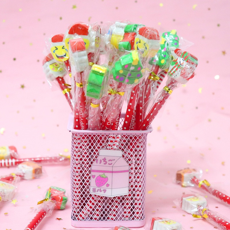 Bút chì kèm tẩy noel làm quà tặng giáng sinh