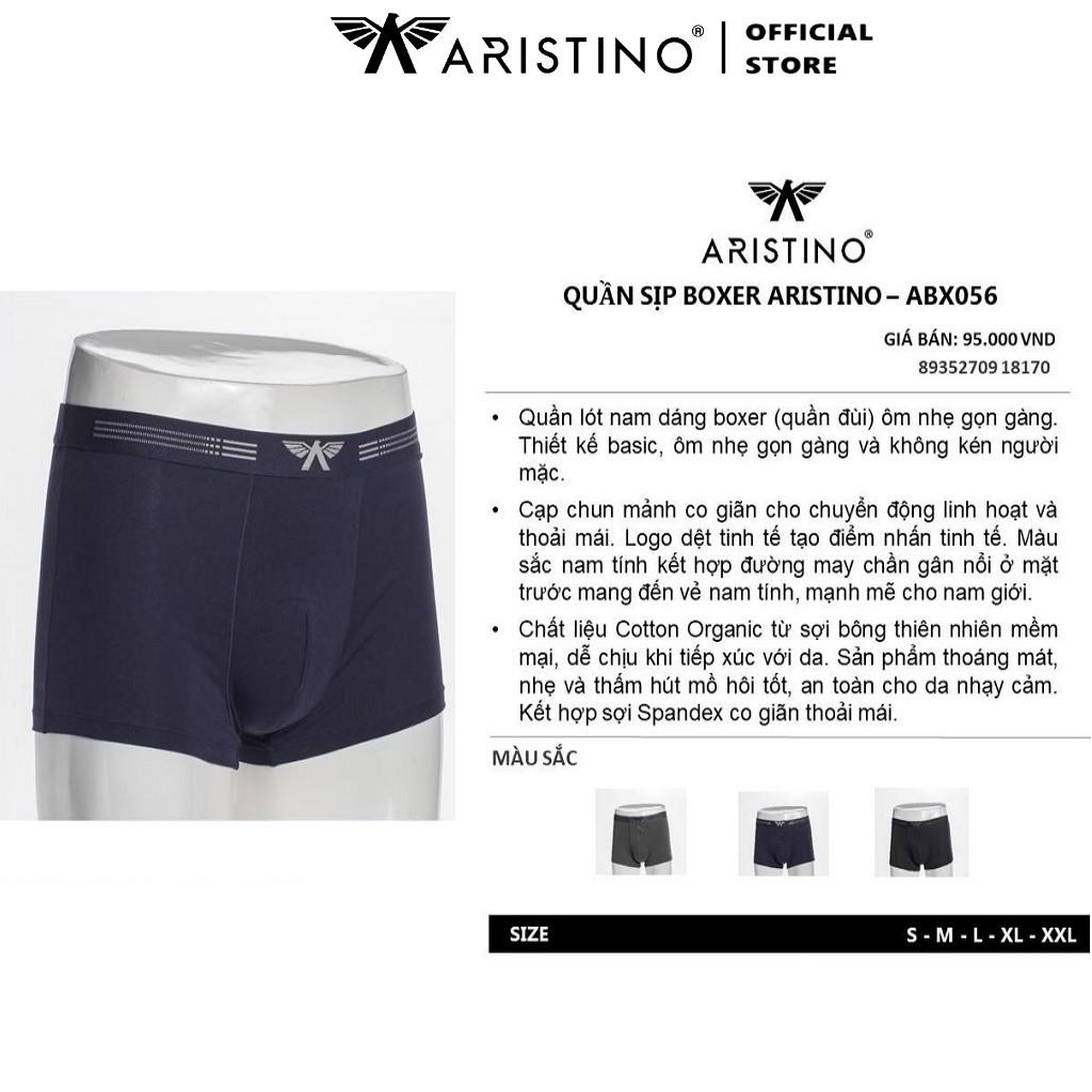 Quần Lót Nam Boxer Sịp Nam ARISTINO ABX056 Quần Xì Đùi Chất Organic Cotton Mềm Mại Thoáng Mát Dễ Chịu Co Giãn Thoải Mái