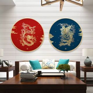 Tranh thêu chữ thập long phụng  chỉ lụa