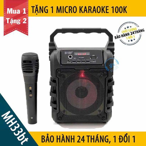 Loa Kẹo Kéo Karaoke Bluetooth Mini GS-33bt - Tiện lợi - Âm to - Cực đã -TẶNG KÈM 1 MIC KARAOKE GIÁ 100K