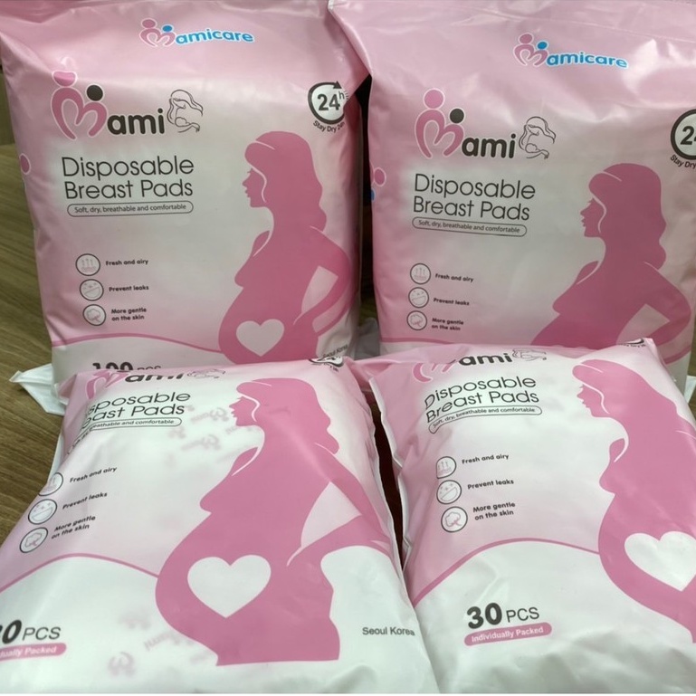 Bịch 30-100 miếng lót thấm sữa Mami dùng 1 lần sạch sẽ thông thoáng, mềm mại, thấm hút tốt