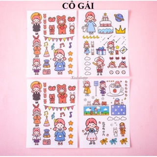 SET 4 Tấm Sticker Dễ Thương Trang Trí Sổ