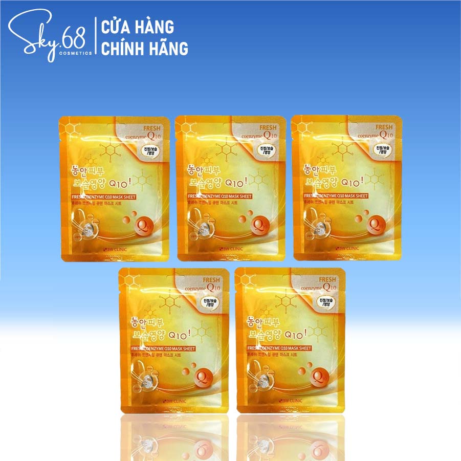 Combo 5 mặt nạ bổ sung Collagen 3W Clinic Fresh Coenzyme Q10 Mask Sheet 23ml/gói