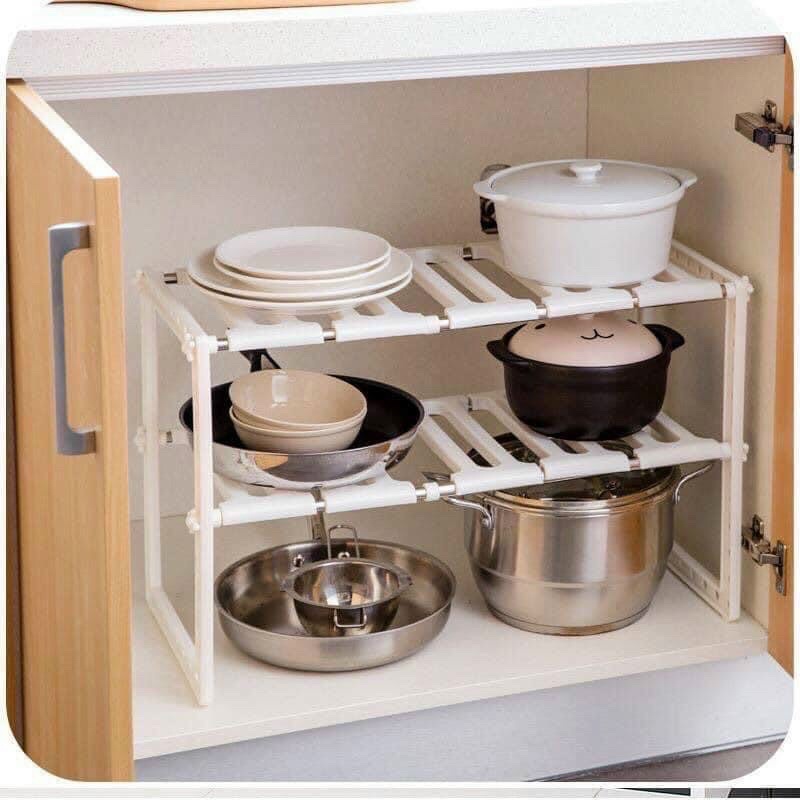 Kệ đa năng 2 tầng để gầm bếp, bồn rửa chén cực kỳ tiện lợi