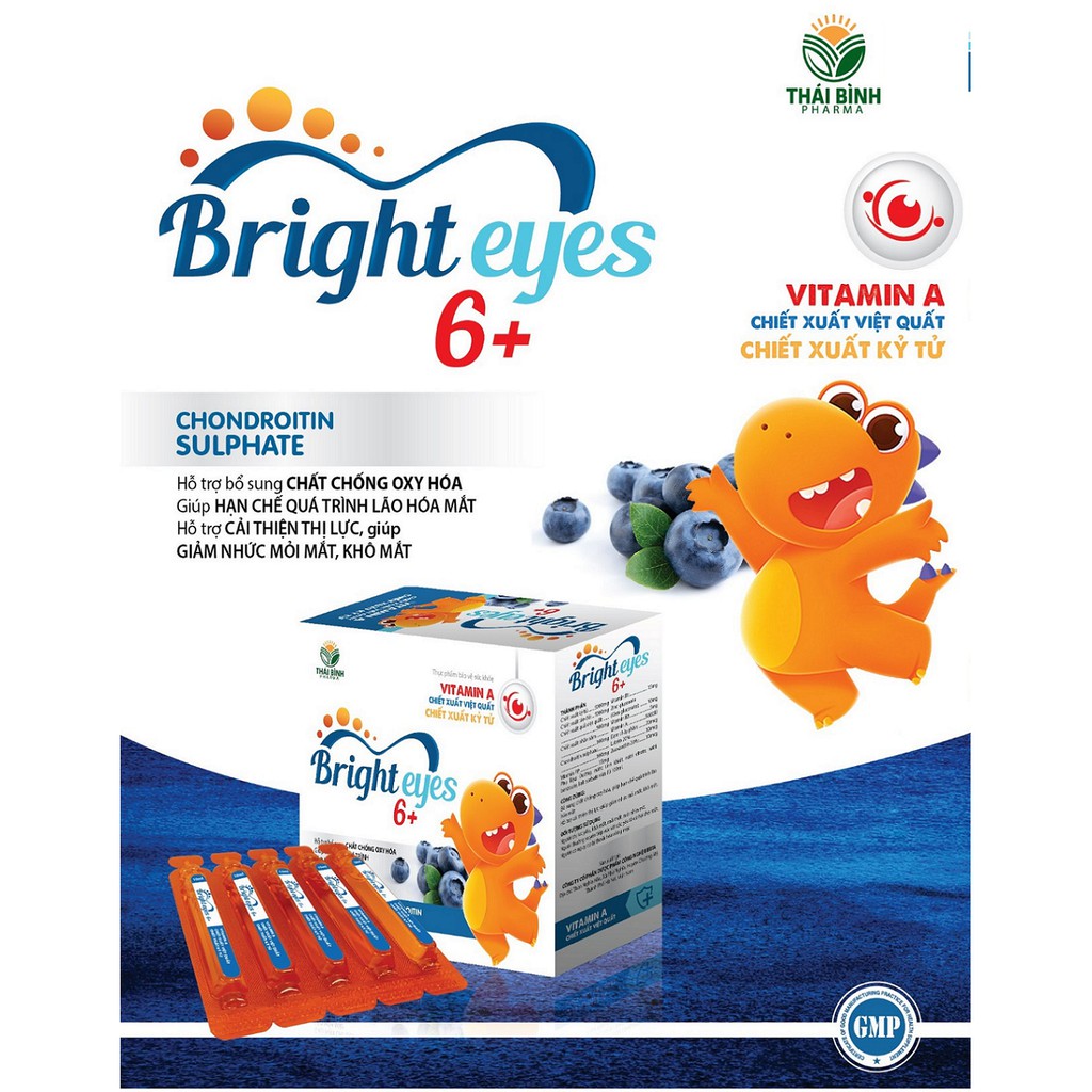 Siro Sáng Mắt Bright Eyes 6+ - Giảm Mỏi Mắt, Khô Mắt, Mờ Mắt – Hạn Chế Cận Thị - Khỏi Lo Các Bệnh Về Mắt - Hộp 20 Ống