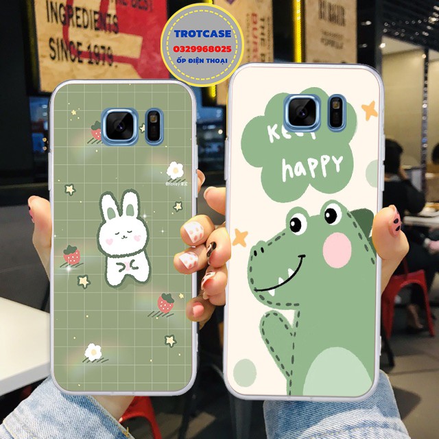 Ốp lưng Samsung Note Fe/S6/S6 edge /S7/S7 edge- ố dẻo in hình thỏ xanh và khủng long xanh siêu dễ thương