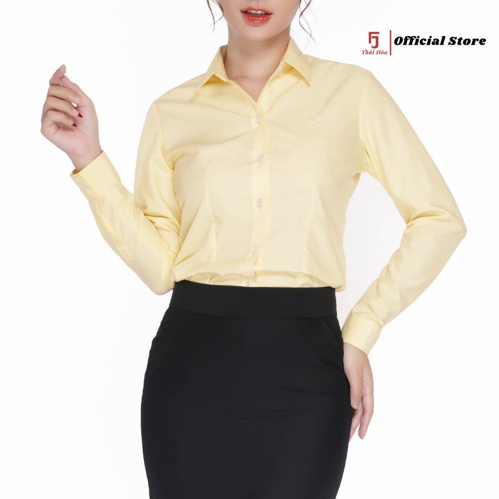 Áo sơ mi nữ trắng Thái Hoà công sở dài tay đi học kiểu bigsize cotton 047-01-01 | BigBuy360 - bigbuy360.vn