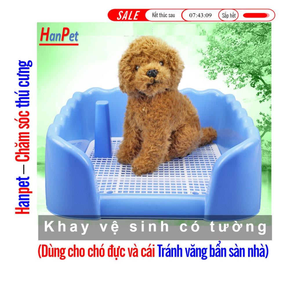 Hanpet.GV- Khay vệ sinh chó dạng bức tường cho chó đực và cái (3 size) Tặng 3 tấm tã lót chuồng