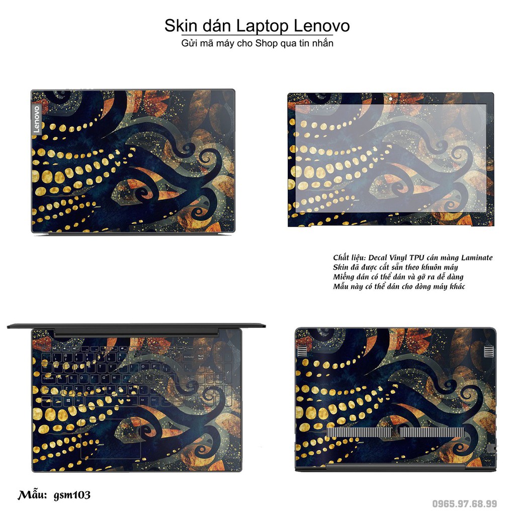 Skin dán Laptop Lenovo in hình sơn mài (inbox mã máy cho Shop)