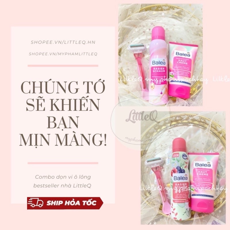 COMBO DAO CẠO + BỌT + KEM ỨC CHẾ LÔNG CHO DA THƯỜNG BALEA ĐỨC