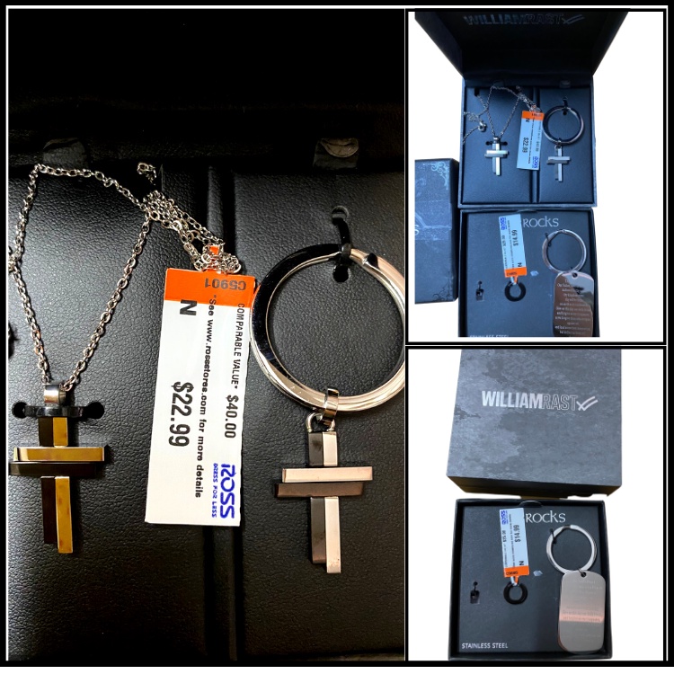 Hộp Vòng Cổ Dây Chuyền Thánh Giá Thép Titan Không Gỉ Unisex Và Móc Khóa Thánh Giá - Hàng Mỹ Ship US