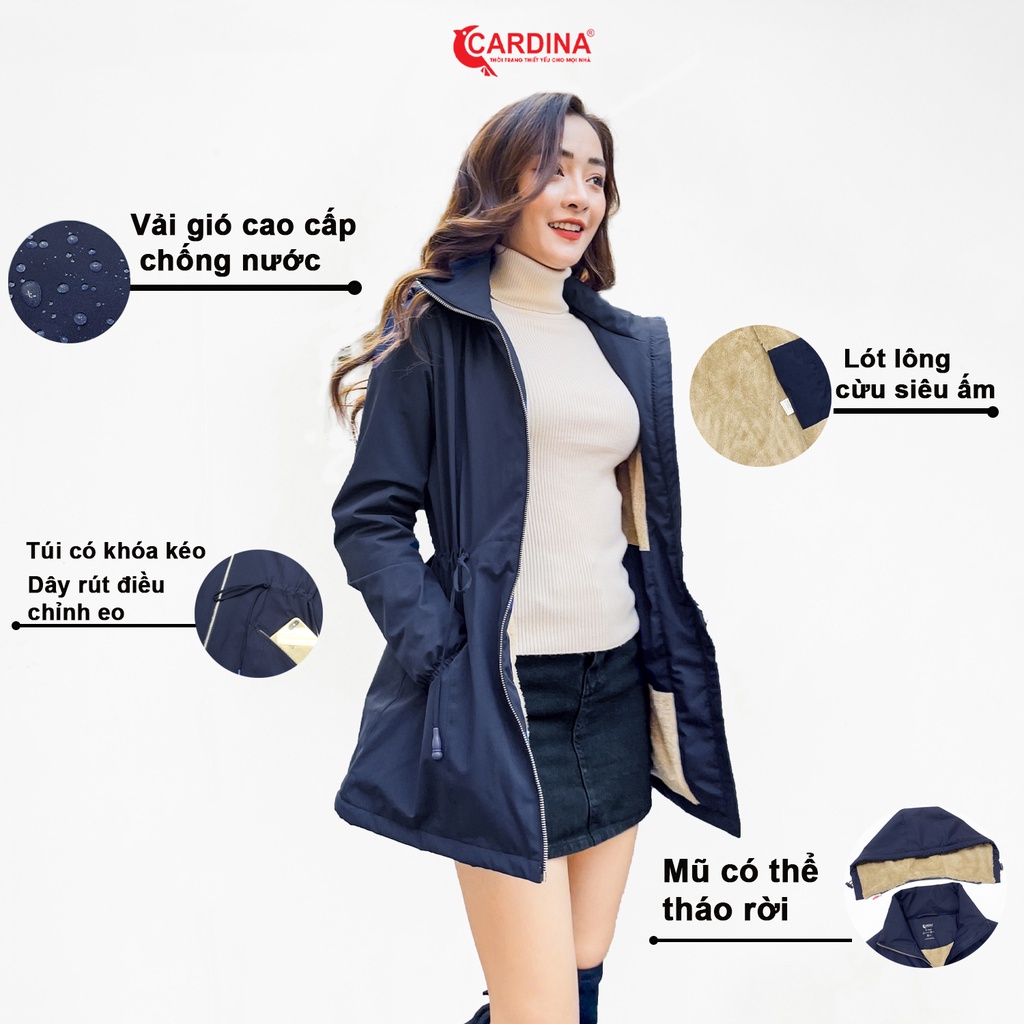 Áo Parka Nữ 𝐂𝐀𝐑𝐃𝐈𝐍𝐀 Lót Lông Cừu Cao Cấp Siêu Nhẹ Siêu Ấm Chống Nước 1PKF