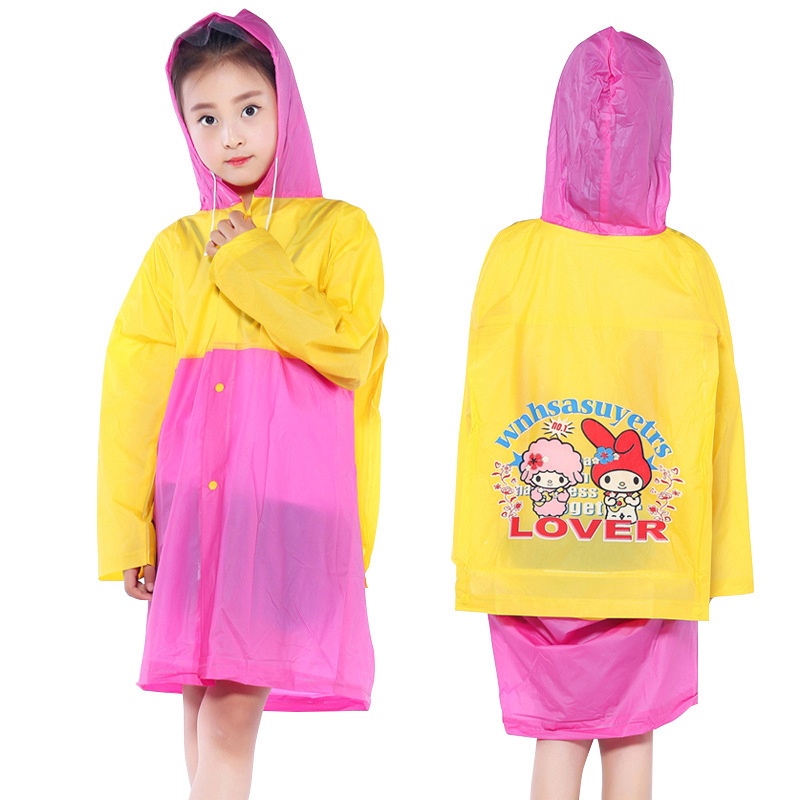 Áo Mưa PVC Dáng Dài Họa Tiết Hoạt Hình Xinh Xắn Dành Cho Bé