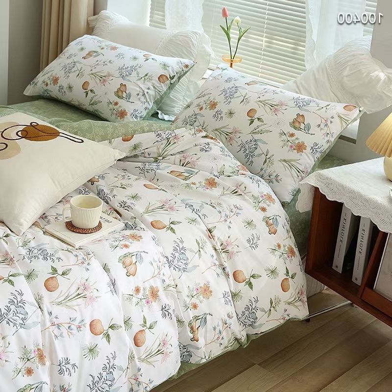 Bộ chăn ga gối cotton organic trái lê  SHOP vũ thị thơm