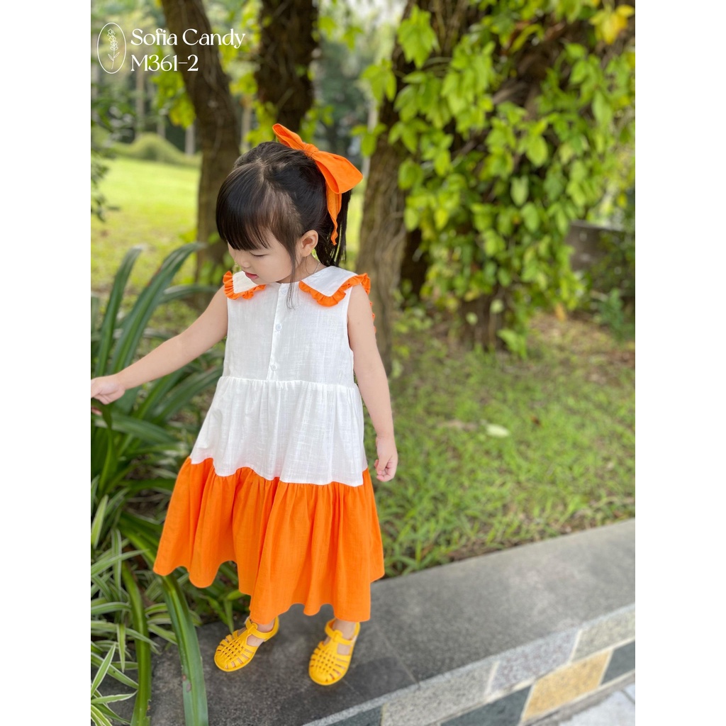 Váy hè 2 tầng Sofia cho bé gái size 1-10T (10-40kg) 2 màu cam, hồng xinh xắn