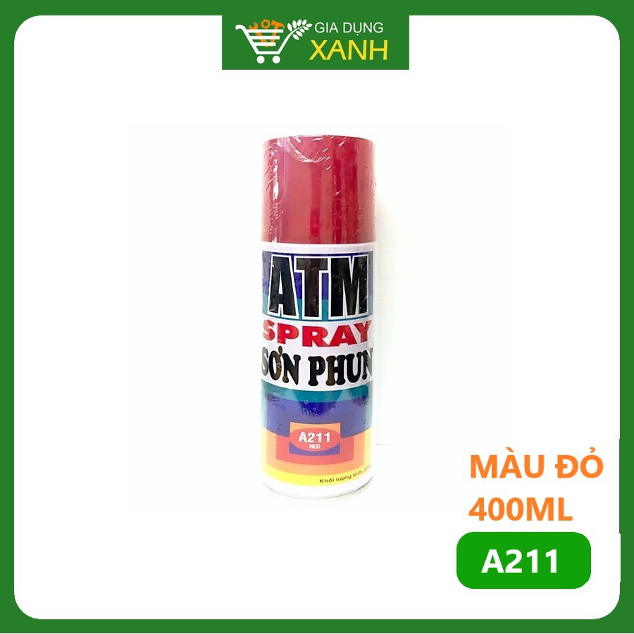 Sơn phun, xịt ATM màu đỏ A211, 400ml