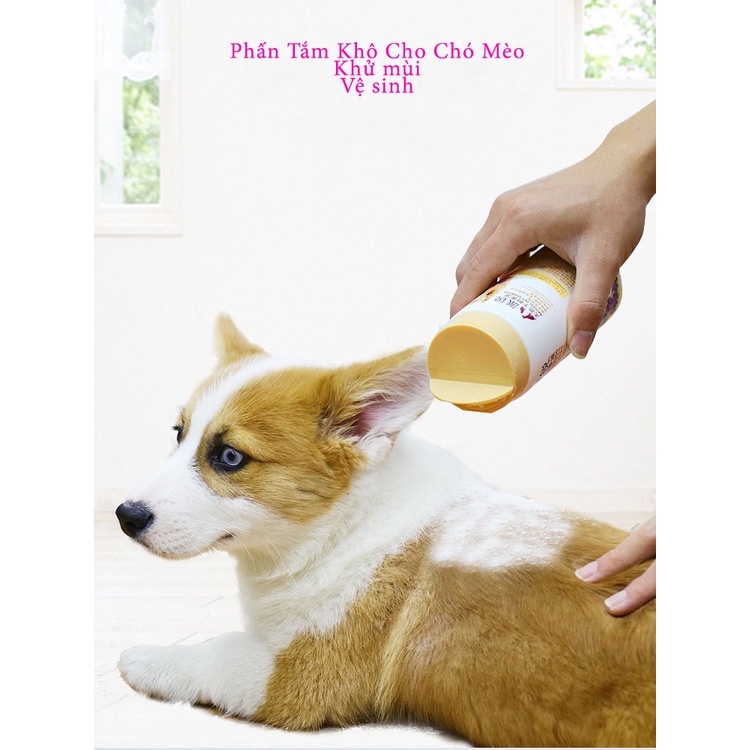 Phấn Tắm Khô Dưỡng Lông Chó Mèo Thú Cưng