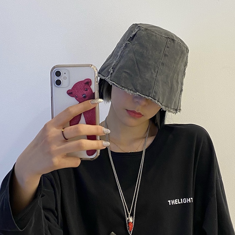 Mũ Bucket Màu Tối Phong Cách Retro Cá Tính