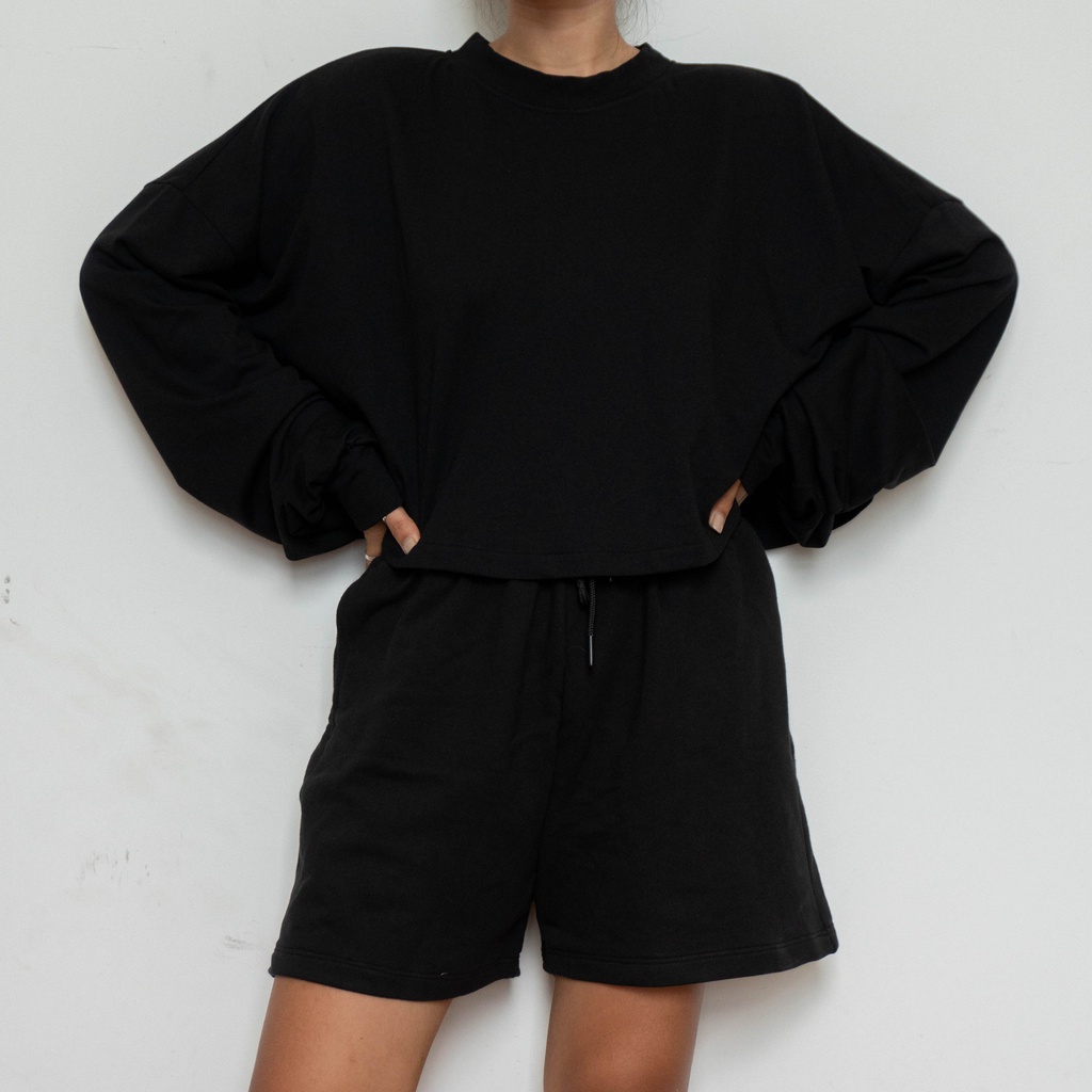 Áo Thun Nỉ Tay Dài Cổ Tròn Form Rộng Oversized Nữ Resty
