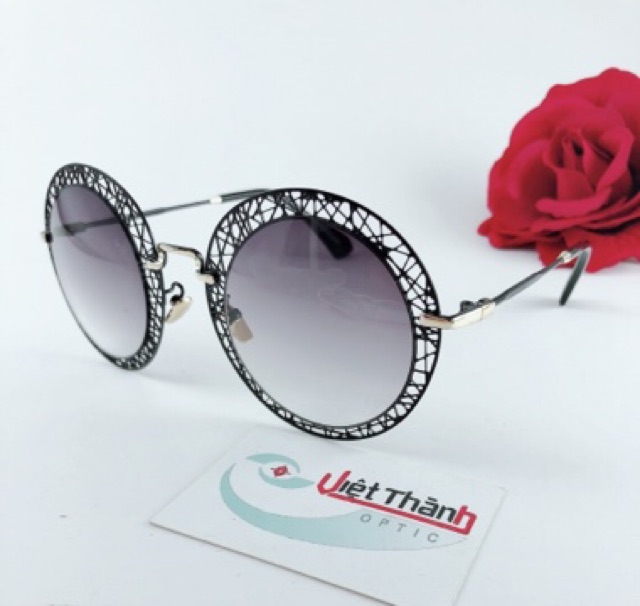 Kính mát nam nữ thời trang dáng tròn lưới kính chống nắng Uv400 miu tròn