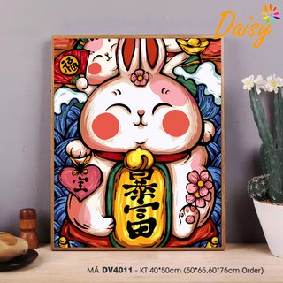 Tranh treo tường tự tô màu số hóa DAISY Tranh Thỏ Thần Tài