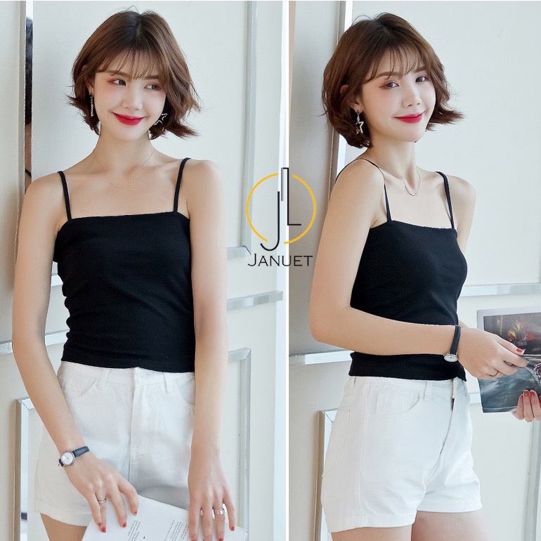 Áo hai dây thun trơn co giãn, dáng body ôm, chất thoáng mát mịn JB01