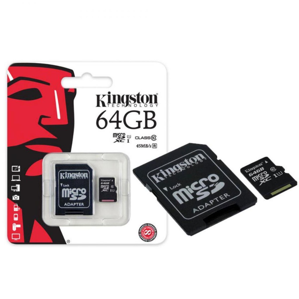 64GB Kingston Thẻ nhớ MicroSD Class 10 (Kèm Adapter) -64GB-Bảo Hành 5 Năm-Hàng Chính Hãng