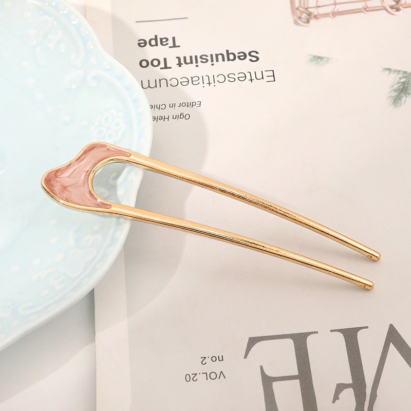 Trâm cài tóc hình chữ U tráng men phong cách cổ điển dành cho nữ