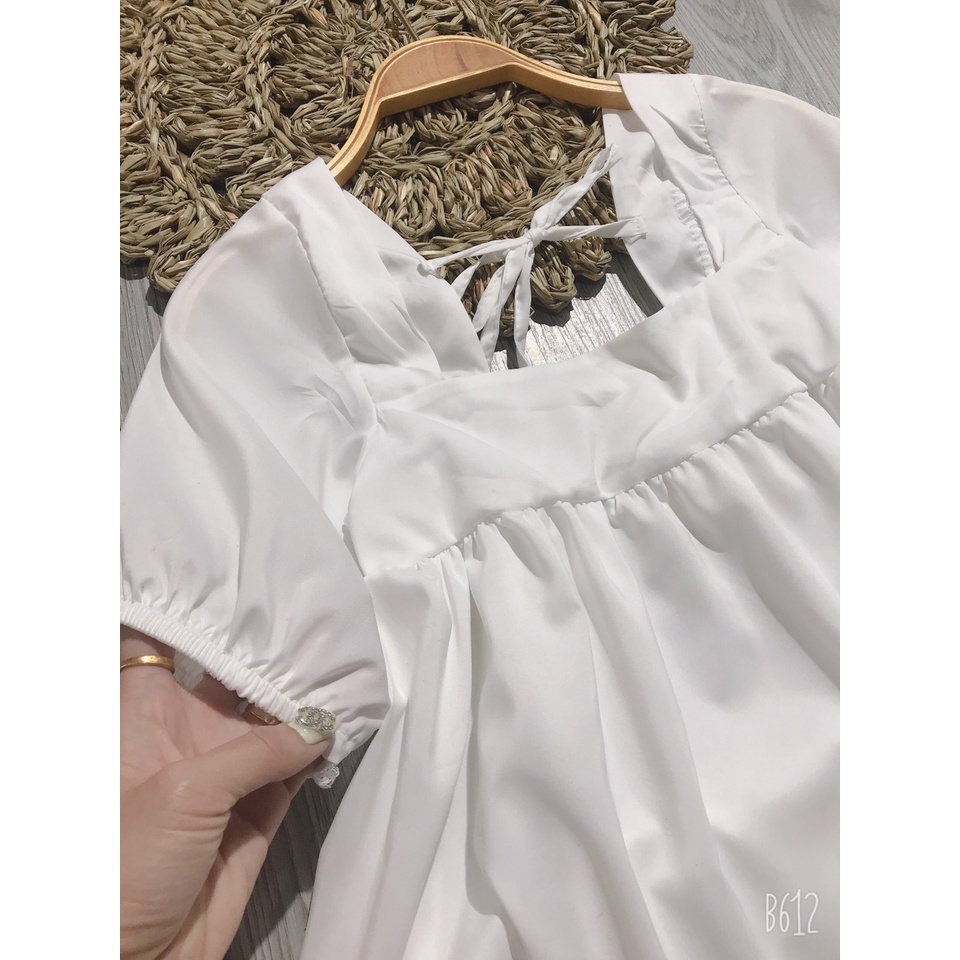 SÉT BỘ BABYDOLLBUỘC NƠ  CỔ VUÔNG  TAY BỒNG  🦋 QUẦN CHUN SIÊU HÓT [ TẶNG KÈM LƠ BUỘC TÓC VÀ KHẨU TRANG ]