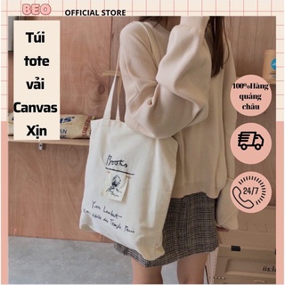 TÚI TOTE BAG TÚI VẢI ĐEN TRẮNG STYLE HÀN QUỐC - BOOKS